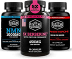 Black Forest NMN 1000mg Turkesterone 500mg and 5X Berberine Wellness Performance Bundle for Energy Strength Metabolic Support