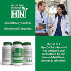 Health Thru Nutrition Inositol Supplement 40:1 Myo-Inositol to D-Chiro-Inositol Ratio 2050mg Per Serving | 120 Capsules | Certified Vegan | Non-GMO