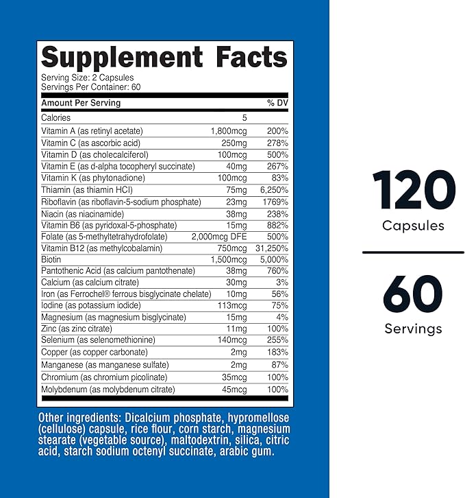 Nutricost Methylated Multivitamin 120 Capsules, 60 Servings - 23 Vitamin & Minerals Per Serving