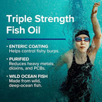 GNC Triple Strength Fish Oil Omega 3 Supplement, 1000mg EPA and DHA, Supports Heart, Brain, Skin, Eye and Joint Health, 30 Softgels
