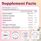 Myo-Inositol & D-Chiro Inositol 2000mg Per Serving for Women - Inositol 40:1 Formula with Spearmint, Vitamin D3, Zinc & Magnesium - Hormone Balance for Women, Ovarian Support - 120 Capsules - 2Packs