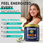 AGERESET NAD Supplement NMN Alternative Liposomal + Gotu Kola for Women & Men w/Resveratrol, Quercetin, Gotu Kola