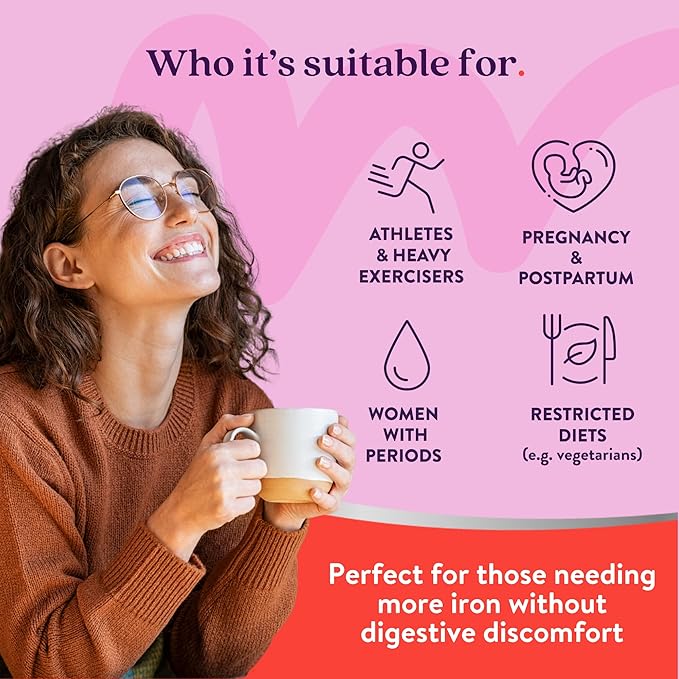 Active Iron Supplement 25mg + Multivitamin for Women, Clinically Proven to Increase Iron & Energy Levels, Maximum Absorption, Gentle, Non-Constipating, 60 Capsules + 60 Tablets in On-the-Go Foil Packs