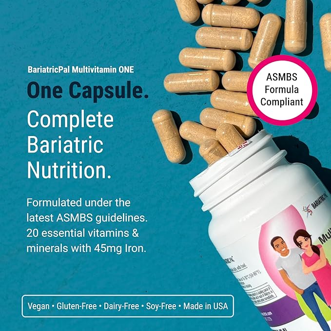 BariatricPal Multivitamin ONE 1 per Day! Bariatric Multivitamin Capsule with 18 mg of Iron | Easy to Swallow Capsule | Vitamin for Bariatric Surgery Patients | 90 Count (3 Month Supply)