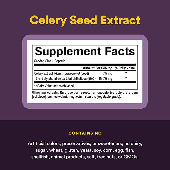 Celery Seed Extract by Natural Factors, Herbal Supplement for a Healthy Circulatory System, 60 Capsules