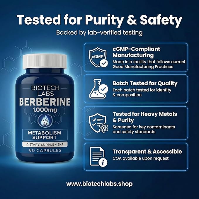 Berberine 1000 mg with Bitter Melon and Banaba Leaf – Herbal Supplement, 60 Capsules