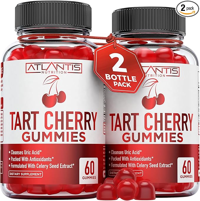 Atlantis Nutrition Tart Cherry Gummies 2-Pack with Celery Seed Extract - Advanced Uric Acid Cleanse for Immediate Relief. Powerful Antioxidant with Joint Support - 120 Gummies