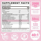 Myo-Inositol & D-Chiro Inositol Gummies for Women 2000mg + 50mg, 40:1 Ratio Inositol with Vegan Omega-3 + D3, Magnesium Glycinate, Methyl Folate + B12 for Female Health & Wellness, Sugar Free, 120 Cts