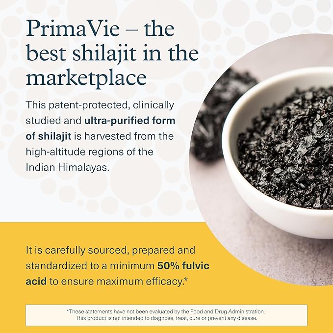 Youtheory Shilajit - PrimaVie Himalayan Shilajit Capsules - Supports Energy, Stamina & Endurance* - Gluten Free - 60 Capsules (30-Day Supply)