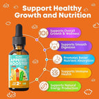 Appetite Booster Drops for Kids - Toddler Liquid Formula to Support Healthy Nutrient Absorption with Vitamins B1 B3 B6 B12 Zinc & L-Lysine - Ages 2+ - Sugar-Free 2 Fl Oz