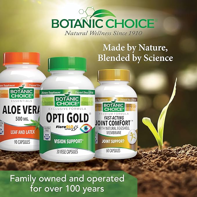 Botanic Choice Opti Gold Vision Eye Health Support Supplement - Six Nutrients and Vitamins with Taurine, Lutein Alpha Lipoic Acid and FloraGlo - Gluten Free, Non-GMO, 30 Capsules