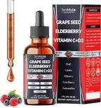 9in1 Grape Seed Extract Liquid Drops with Elderberry, Bilberry, Acai Berry, Lutein, Zeaxanthin, and More - Antioxidant & Immune System Support - 30ml 1 Fl Oz