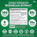 Zazzee Extra Strength Boswellia 10:1 Extract, 65% Boswellic Acid, 180 Vegan Capsules, 6 Month Supply, Boswellia Serrata, Joint Comfort, Mobility & Flexibility Support, Non-GMO, Made in the USA