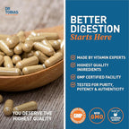 Dr. Tobias Digestive Enzymes with Probiotics, Prebiotics and Postbiotics Bromelain, Amylase, Lipase, for Better Digestion & Immune Function, 120 Capsules 60 Servings (2 Daily)