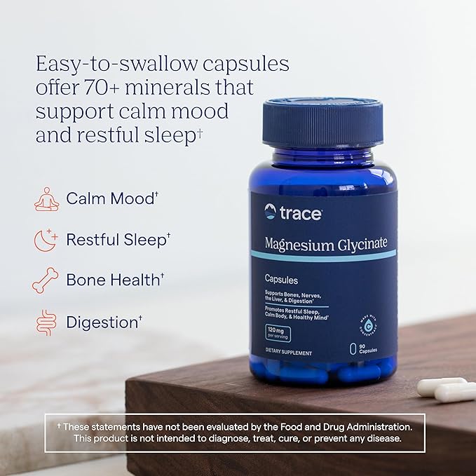 Trace Minerals Magnesium Glycinate - Gentle Magnesium Glycinate Supplement for Healthy Sleep & Relaxation Support - Healthy Mind & Energy - Vegan - Gluten-Free - 90 Count (90 Servings)