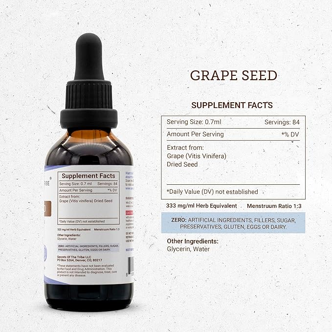 Secrets of the Tribe Grape Seed and Artichoke Liquid Extract (2 pcs.) | Alcohol-Free Tinctures | Grape (Vitis vinifera) Dried Seed and Artichoke (Cynara scolymus) Dried Leaf (2x2 fl oz)