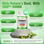 NMNH (Dihydronicotinamide Mononucleotide), NMN Alternative Supplement w/Niacinamide (Vitamin B3), Quercetin, Trans-Resveratrol, Support NAD+, Skin Cell Health*, Anti-Aging & Energy, 120 Caps