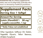 Solgar Lutein 20 mg, 60 Softgels - Supports Eye Health - Helps Filter Out Blue-Light - Contains FloraGLO Lutein - Non-GMO, Gluten Free, Dairy Free - 60 Servings