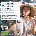 Hyperbiotics Vital Nutrients Pro-15 Advanced Probiotics for Women and Men | 15 Strains + Kiwifruit | Clinically Studied Daily Probiotics for Digestive Health, Gas, & Bloating | 60 Vegan Tablets