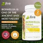 Jiva Botanicals Boswellia Extract Capsules 700mg per Serving - Boswellia Serrata Extract Supplement & Black Pepper - Joint Support Supplement for Normal Joint Health - 120 Capsules (Pack of 1)