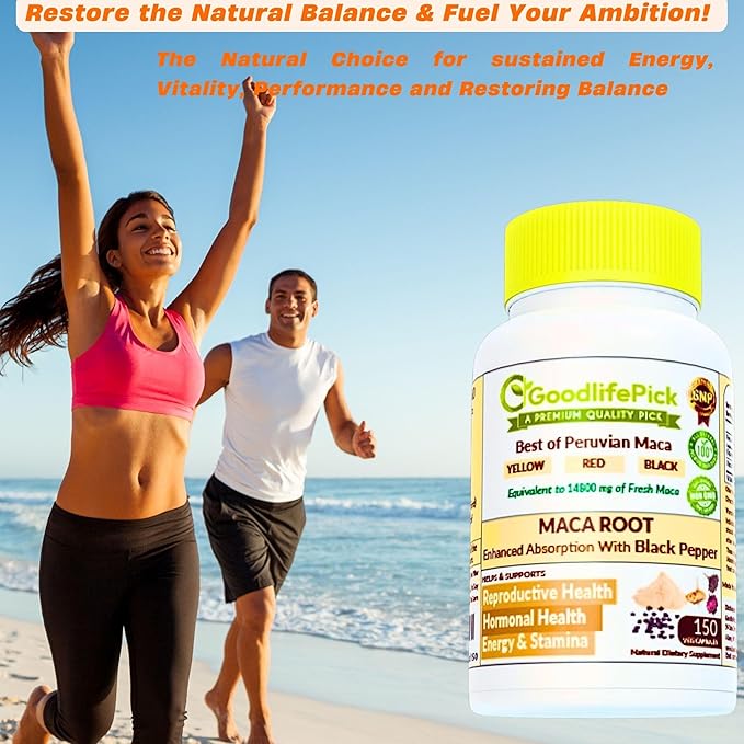 Peruvian Maca Root Capsules with Black Pepper 150 ct. Premium Yellow Red & Black Red Powerful 10:1 All Type Maca Extract All Natural Non-GMO Vegan NO Rice Powder NO Stearate NO Silicon (Pack of 2)