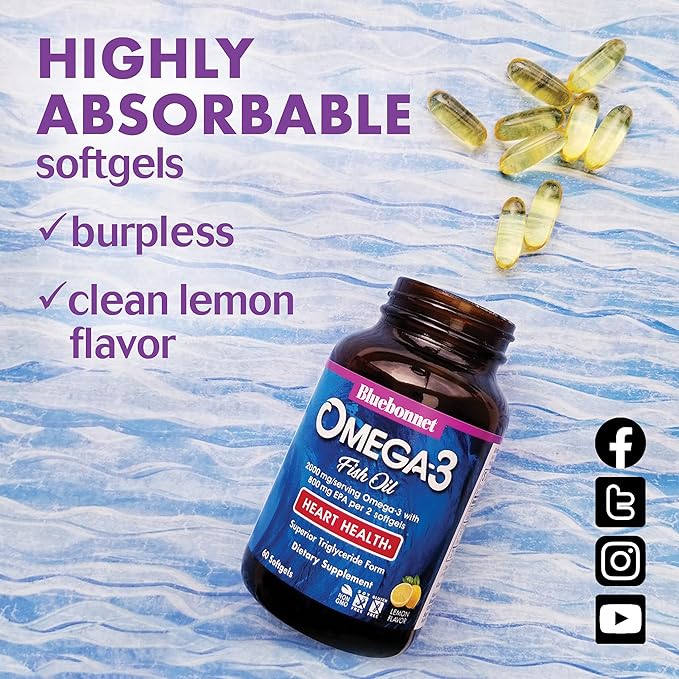 Bluebonnet Nutrition EPAx Omega-3 1000 MG Heart Formula, 120 CT