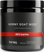 Toniiq Super Strength Horny Goat Weed for Men & Women - Epimedium sagittatum - 40% Icariins - 60: 1 Concentrated Extract - 3P Tested - Premium hornygoatweed for Men - 60 Caps
