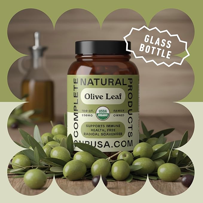 Organic Olive Leaf Extract Capsules 550mg - Pure Olive Leaf Extract Organic Formula, Immune & Digestive Support Supplement, 1100mg Serving, Vegan Non GMO, No Fillers, 100 Olive Leaf Capsules Made USA