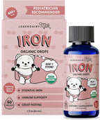 Legendairy Milk Organic Liquid Iron Supplements for Kids, Baby Vitamins, Sugar Free Liquid Iron for Kids - for Ages 4 Months to 3 Years - Cherry Flavor, 60 Servings