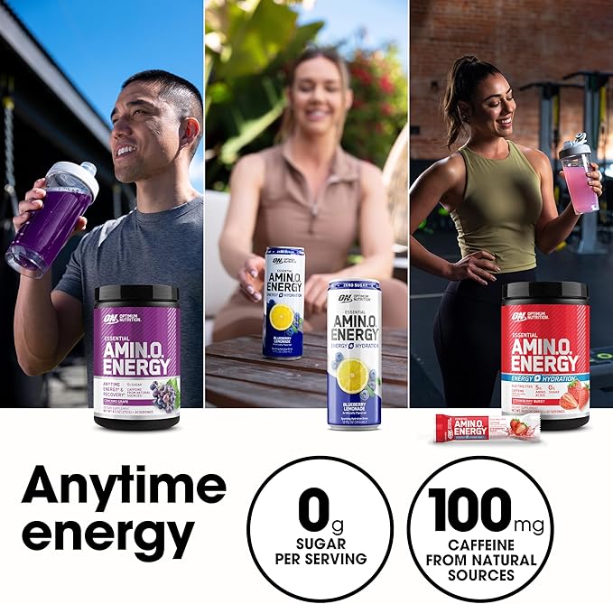 Optimum Nutrition Amino Energy - Pre Workout with Green Tea, BCAA, Amino Acids, Keto Friendly, Green Coffee Extract, Energy Powder - Fruit Fusion, 9.5 Ounce, 30 Servings (Packaging May Vary)