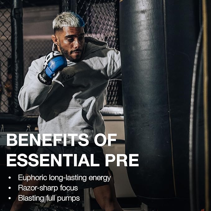 RAW Essential Pre-Workout Powder (Rasberry Creamthickle) - Chris Bumstead Sports Supplement for Men & Women - Preworkout Energy Powder with Caffeine, L-Citrulline, L-Tyrosine, & Beta Alanine Blend