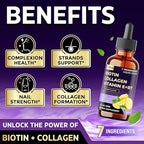 7in1 Biotin and Collagen Supplements - Biotin Liquid Drops with B5 Pantothenic Acid, Vitamin C, Vitamin E, Zinc, Hyaluronic Acid - 30ml 1 Fl Oz