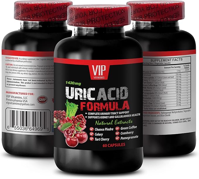 Tart Cherry Extract for Uric Acid - URIC ACID FORMULA - Green Coffee Bean Extract for Uric Acid, Uric Acid Health Supplement, Pomegranate Extract for Uric Acid, Joint Support 1 Bottle 60 Capsules