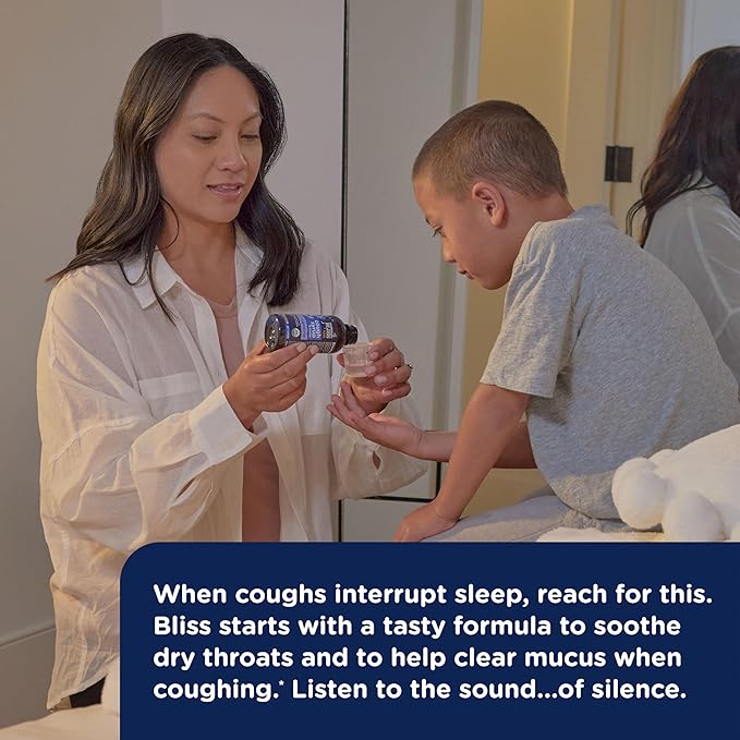 Mommy's Bliss Kids Organic Cough Syrup & Mucus Relief for Night Time, Agave & Honey, Ivy Leaf, Zinc, Vitamin C, Cough Syrup for Kids, +Herbal Nighttime Blend, 4 Fl z