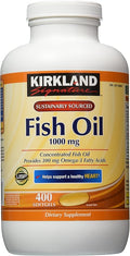 Kirkland Signature Omega-3 Fish Oil Concentrate, 800 Softgels, 1000 mg Fish Oil with 30% Omega-3s (300 mg)