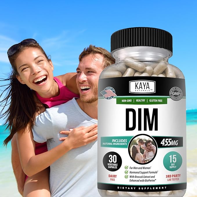 Kaya Naturals DIM Ultra (30 Capsules) | DIM Supplement for Women and Men | Vegetable Capsules with Broccoli Extract & BioPerine | Herbal Supplement for Hormonal Support, Acne, Menopause, and Prostate