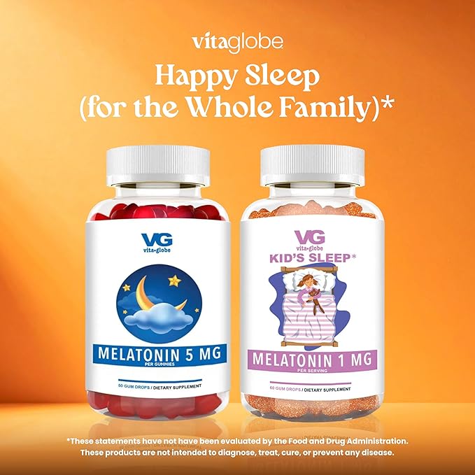 VITA GLOBE Melatonin Gummies 5mg, Sleep Aid Gummies, Sugar Free- Non-GMO, Vegan and Sleep Aid Supplement, Supports Relaxation & Healthy Sleep Cycle, 50 Count Sleep Aid Gummy (Pack of 2)