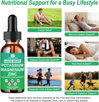 Potassium Magnesium Supplement Liquid, Electrolyte Potassium & Calm Magnesium Complex Drops Plus Zinc, Vitamin D3 & B6 for Cramp Relief, Bone, Energy & Immune Health, Faster Absorption Than Gummies