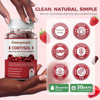 GREENPEOPLE Cortisol Supplements for Women & Men - Cortisol Reducer Detox Manager w/KSM-66 Ashwagandha/Magnesium/L-theanine/GABA/Vitamin B6 for Mood/Sleep/Stress Relief 60 CT Raspberry Flavor Gummies