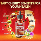 Tart Cherry Extract Liquid Drops - 9in1 with Celery Seed, Curcumin, Yucca Root, Boswellia, Chamomile, Milk Thistle, Ginger, and Citrus Limon - Vegan, Non-GMO - 30ml 1 Fl Oz