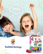Zinc Gummies for Kids - Chewable Zinc Gummy Supplement for Children Immune Support - Low Sugar Natural Antioxidant Non-GMO Vitamin Chewables for Toddlers & Teens - 90 Gummies