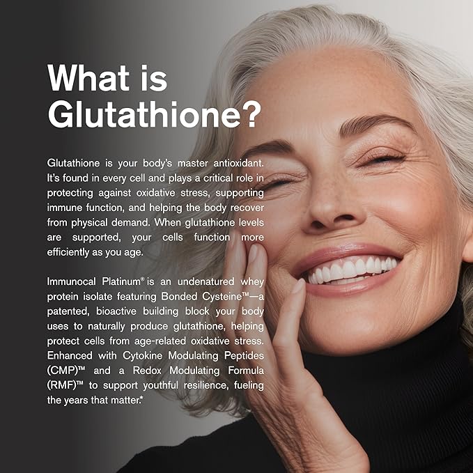 Immunocal Platinum Glutathione Precursor – Advanced Cellular Support with CMP™ & RMF™ – Immune Support, Antioxidant Defense & Healthy Aging – Sugar-Free, Lactose-Free – 30 Servings