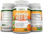 Pumpkin Seed Oil - 1000MG - 180 Softgels - Cold-Pressed Natural Pumpkin Seed Oil - Natural Source of Essential Fatty Acids - Great for Hair Growth, Prostate Health and GI Tract