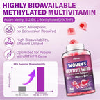 Methylated Multivitamin Gummy for Women - Womens Multivitamin Gummies with Vitamins A C D E, Methylated Folate, Biotin, B Complex, Iron, CoQ10, Inositol - Multi Vitamins for Women 120 Count