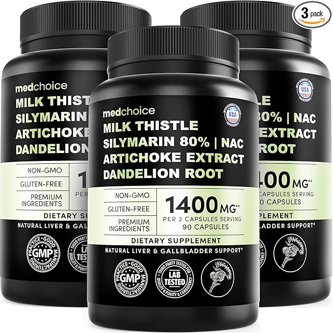 Milk Thistle Supplement w/ NAC, Artichoke & Dandelion – Liver Support Supplement & Gallbladder Supplements in One – Liver Detox – Milk Thistle & Liver Care Supplements – 90 Vegan Capsules, (Pack of 3)