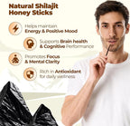 NATURAL SHILAJIT Honey Sticks - Shilajit Resin with Raw Honey, Fulvic Acid & Trace Minerals, Plant Based Nutrients for Energy, Immune Support & Vitality - 30 Shilajit Sticks