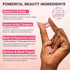 Vegan Collagen Booster with Biotin 10,000 mcg, Hyaluronic Acid, Bamboo Silica, Vitamin C & Zinc, Plant Based Hair Skin & Nails Support for Women & Men, 90 Vegan Capsules
