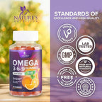 Omega 3 6 9 Gummies - Vegan Omega 3 Supplement Gummy - Essential Fatty Acids Oil 369 Complex Heart Support & Brain Support for Women, Men & Pregnancy, Fish Free Non-GMO, Orange Flavored - 60 Gummies