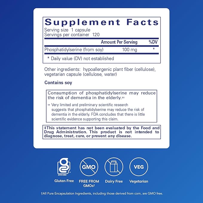Pure Encapsulations PS 100 | Phosphatidylserine Amino Acid Supplement for Brain and Memory* | 120 Capsules