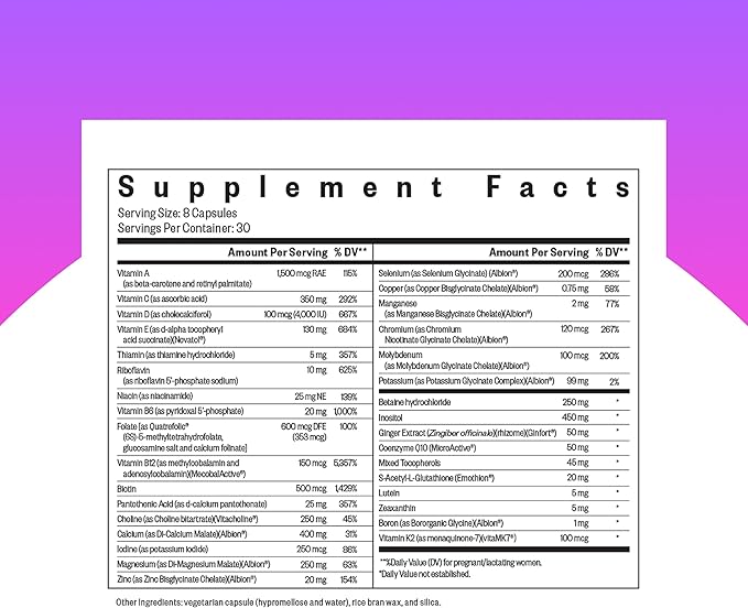 Seeking Health Optimal Prenatal - Supplement with Vitamin B12, L-Methylfolate, & Choline - Vegetarian Supplement to Support Optimal Prenatal Health - 240 Capsules